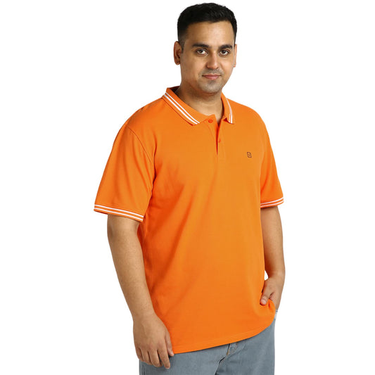 Urbano Plus Men's Orange Solid Regular Fit Half Sleeve Cotton Polo T-Shirt (pluspolosolp-033-orange-3xl)