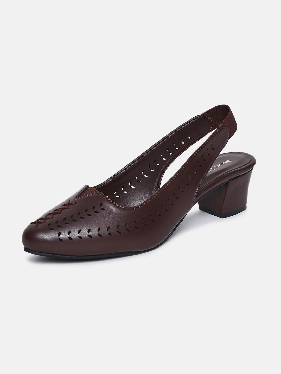 Marc Loire Women Pointed Toe Block Heel Sandal for Office Wear (Brown, 5)