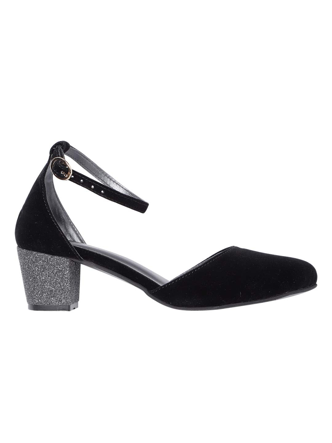 Marc Loire Women’s Block Heel Fashion Sandals with Adjustable Ankle Strap Black