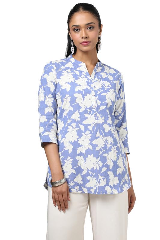 Soch Womens Indigo Cotton Flex Floral Print Tunic