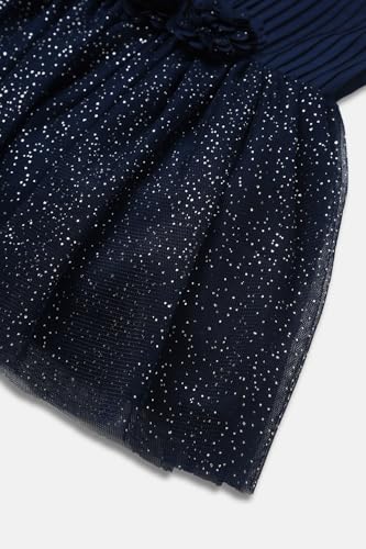 Girls Navy Textured Party Dress