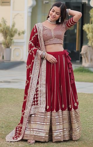 Dresser Faux Georgette Embroidered Sequins Lehenga Choli For Women