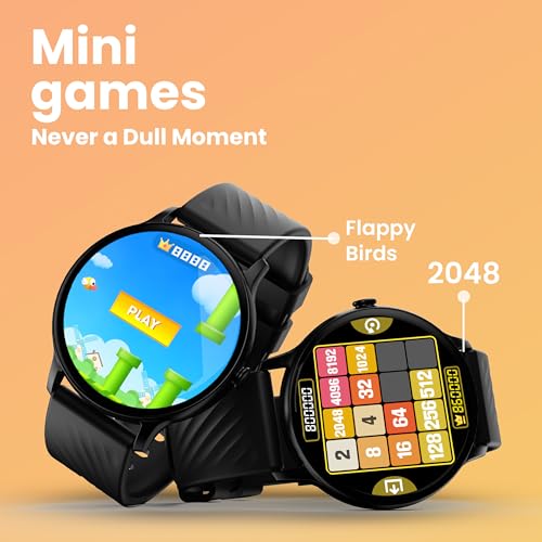 Boult Newly Launched Dire Smartwatch 1.38'' 2.5D Curved HD Display, BT Calling, 500 Nits Brightness, IP67, 250+ Watchfaces, 120+ Sports Modes, AI Voice Assistant, SpO2 Monitoring (Pure Black)