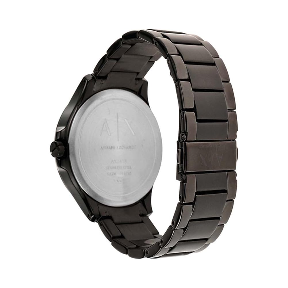Armani Exchange Men's Three-Hand Date, Stainless Steel Analog Watch, 46Mm Case Size, Black, One Size, Bracelet, Band_Black