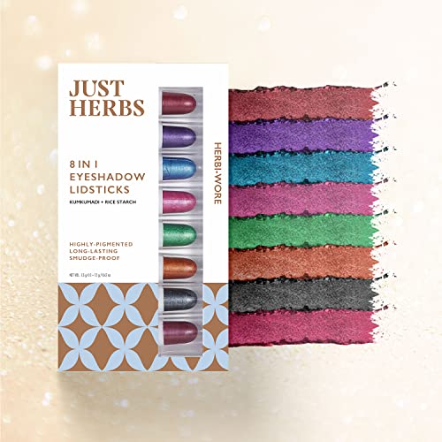 Just herbs 8 in 1 Herbal Metallic-shimmer finish, Long Lasting & Ultra Smooth Eye Shadow Lidsticks with Kumkumadi - 12gm (Herbi -Wore)