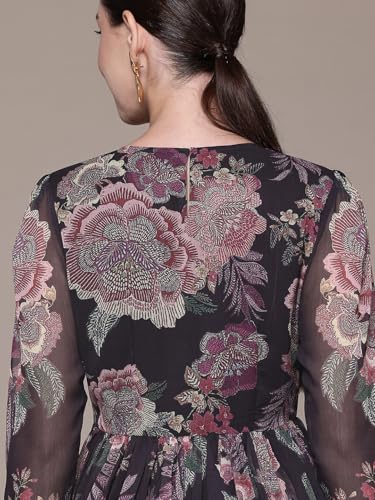 Aarke Ritu Kumar Black Moonflower Embroidered Long Dress