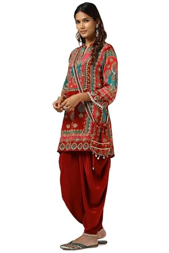 Soch Womens Maroon Viscose Crepe Ethnic Motifs Co-Ord Set With Sequins