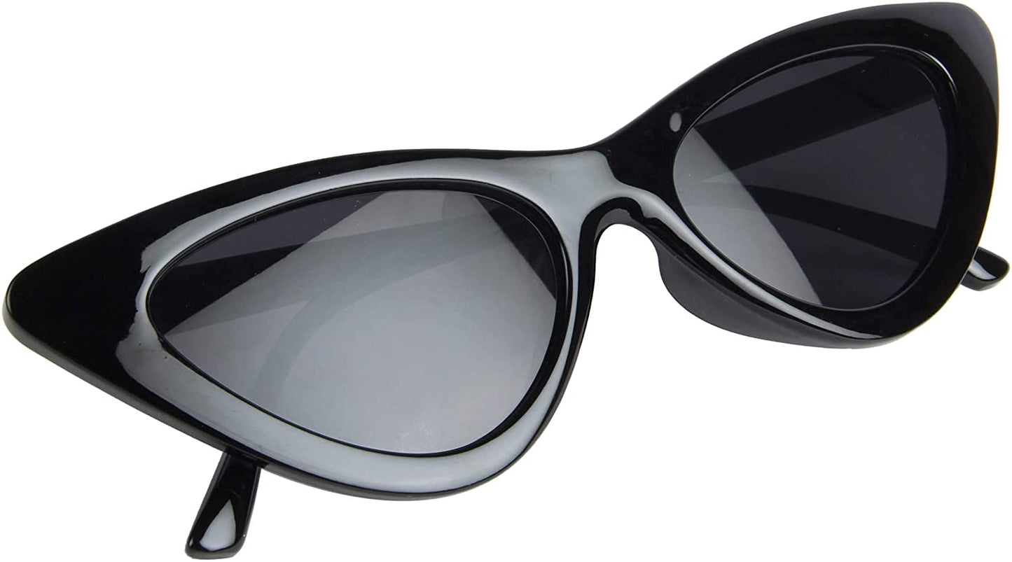 CREATURE Retro Vintage Narrow Cat Eye Sunglasses for Women and girls (BLACK)