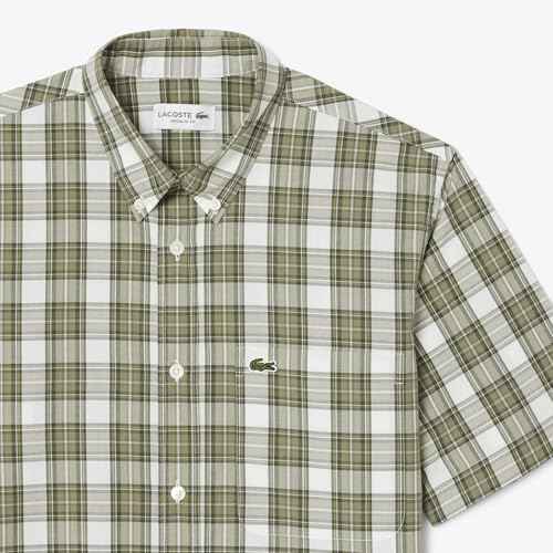 Lacoste Men's Checkered Regular Fit Shirts (CH2509B1Q_Multicolor