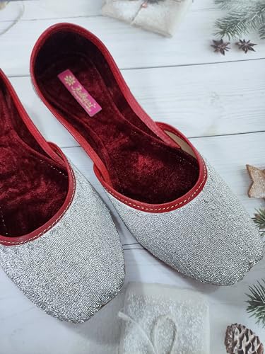 Fulkari Formal Shoes for Women – Elegant & Comfortable Office Wear, Stylish Leather Finish, Cushioned Insole, Ideal for Work, Business Meetings & Formal Event's (White Silver,Size-6)