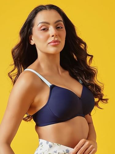 Clovia Women's Padded Non-Wired Full Coverage Multiway T-Shirt Bra_BR1744T08_Navy Blue_38B