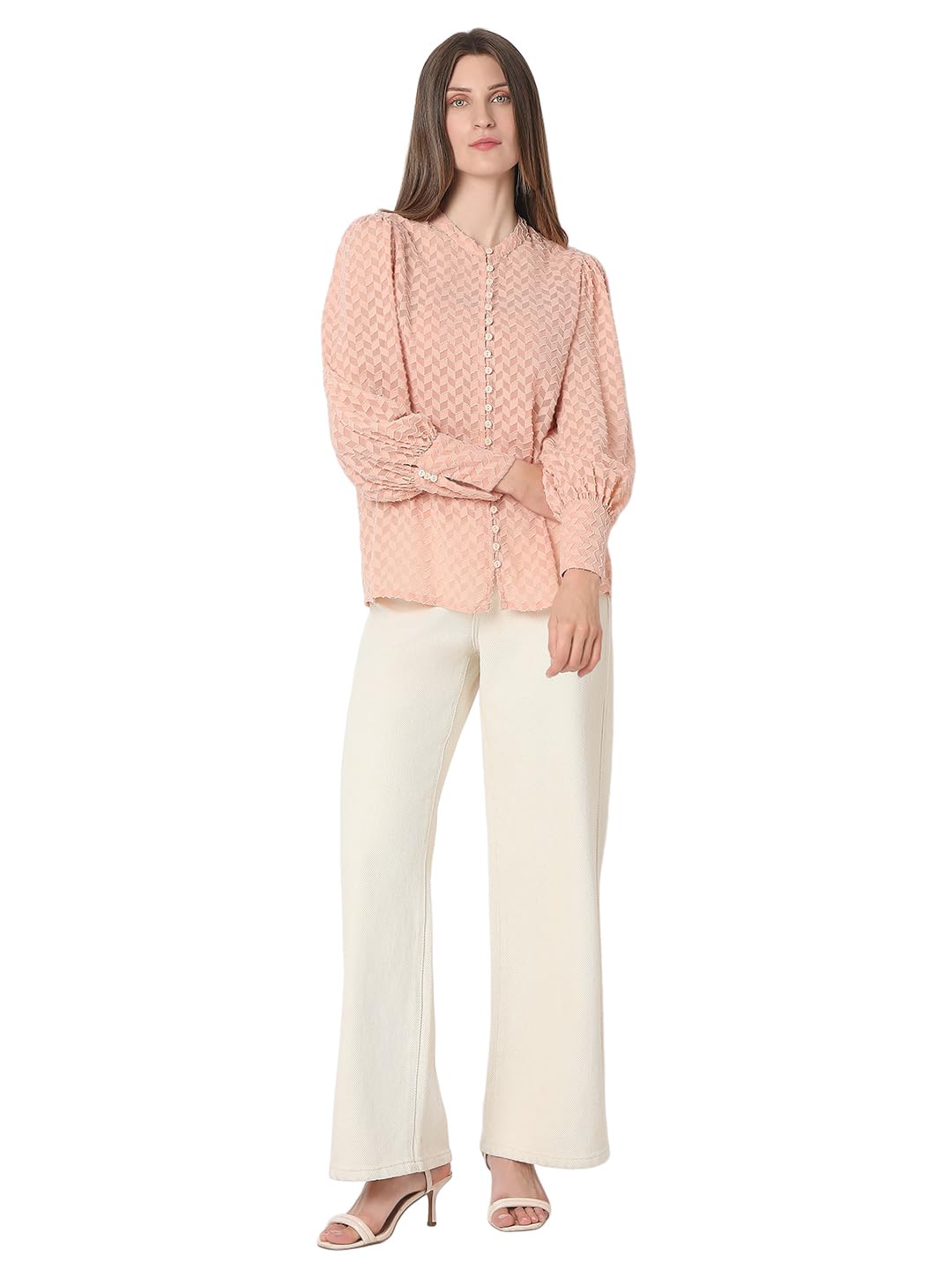 VERO MODA Women's Regular Fit Pink Shirt