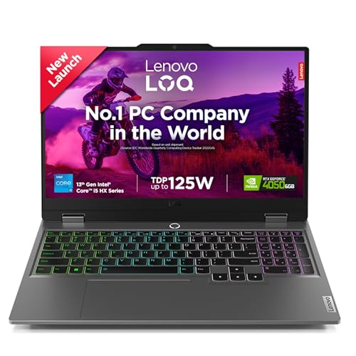 Lenovo LOQ Intel Core i5-13450HX| NVIDIA RTX 4050 6GB (16GB RAM/512GB SSD/144Hz Refresh Rate/15.6" (39.6cm)/Windows 11/Office Home 2024/3 Mon. Game Pass/Grey/2.4Kg), 83DV01K2IN AI Gaming Laptop