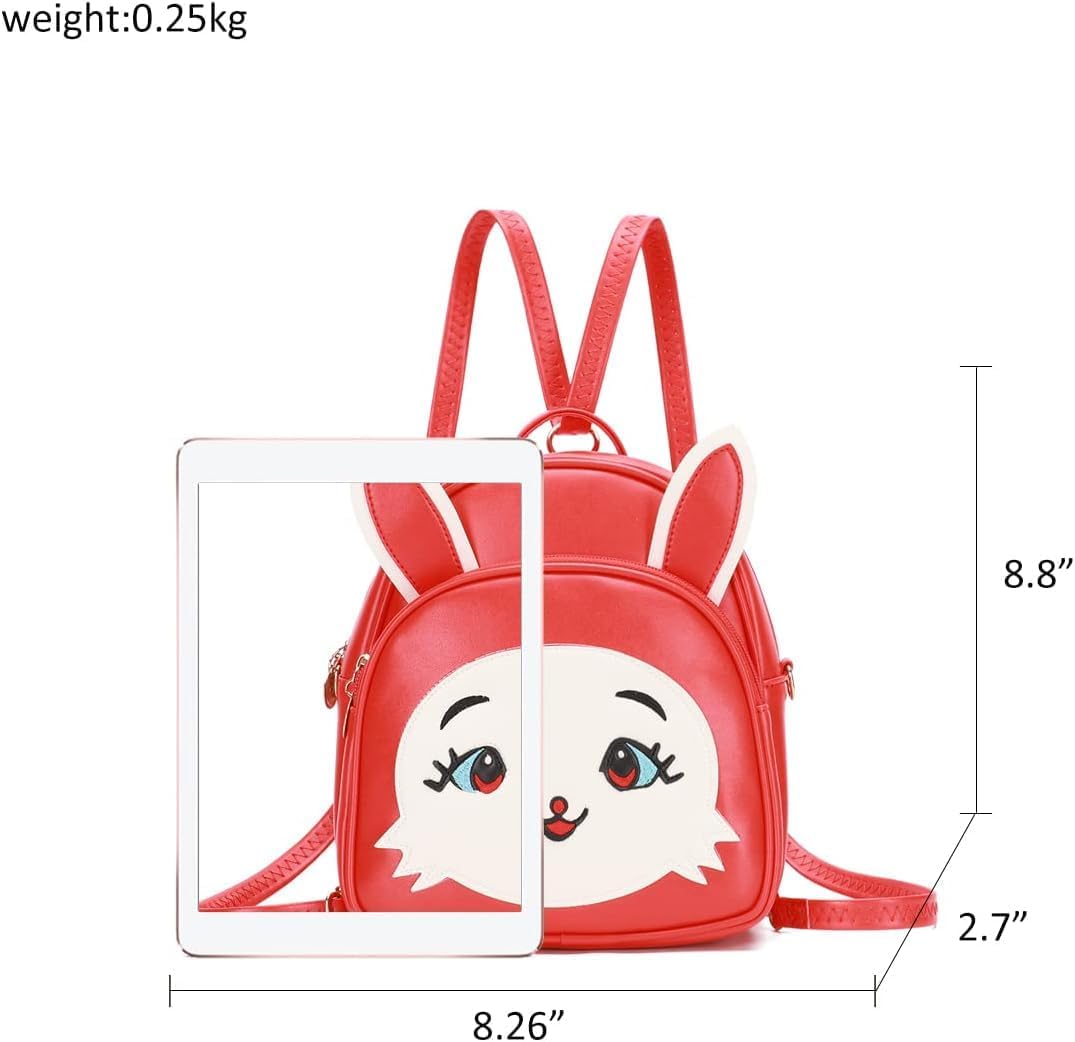 ShopyVid Cute Mini Convertible Backpack for Girls (Red Cat)