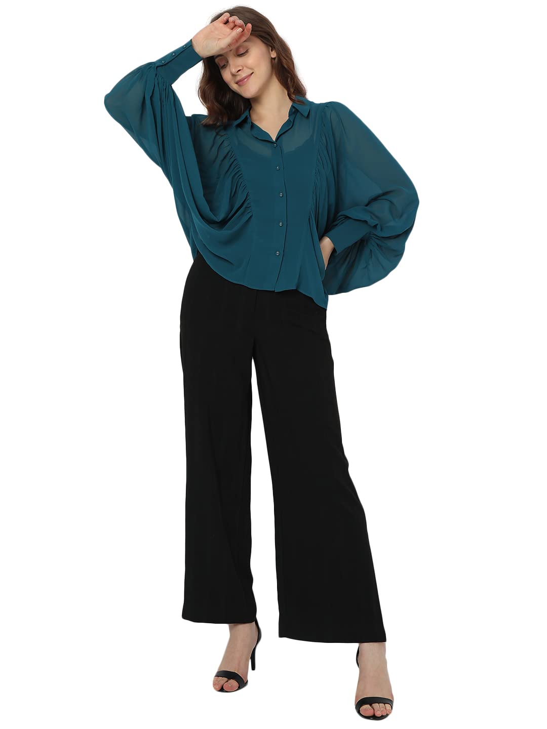 VERO MODA Regular Shirt (262814401_Evergreen_XS_)