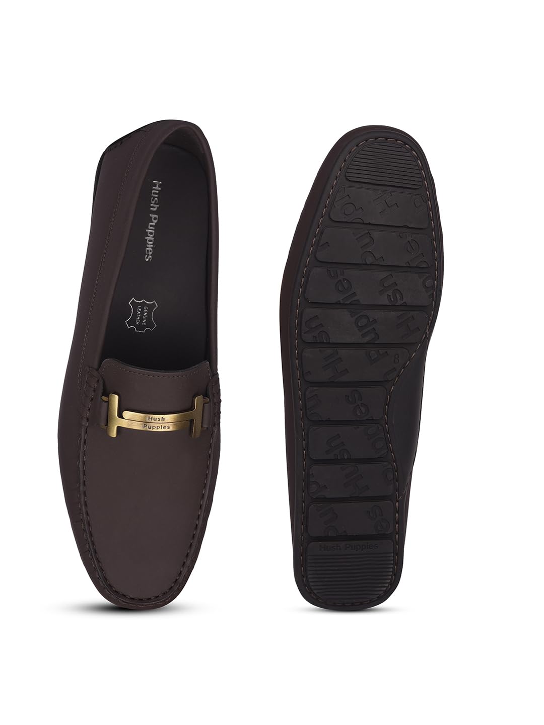 Hush Puppies 8544 Jackson Satin Trim Casual Loafer Shoes for Men |Premium Cow Nappa Leather|Perfect Casual outings, Office wear|Formal wear|Business| Meetings|Daily|Lightweight. Size- 7 Brown