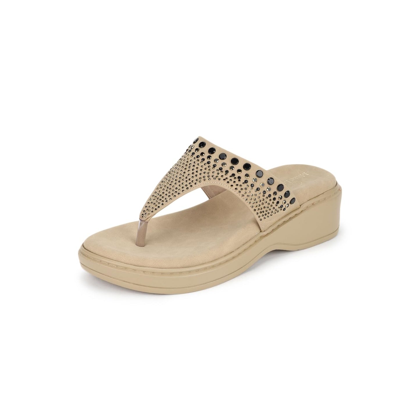 Marc Loire Women's Smart Casual Embellished Wedge Heels Sandals (Beige, UK Footwear Size System, Adult, Women, Numeric, Medium, 8)