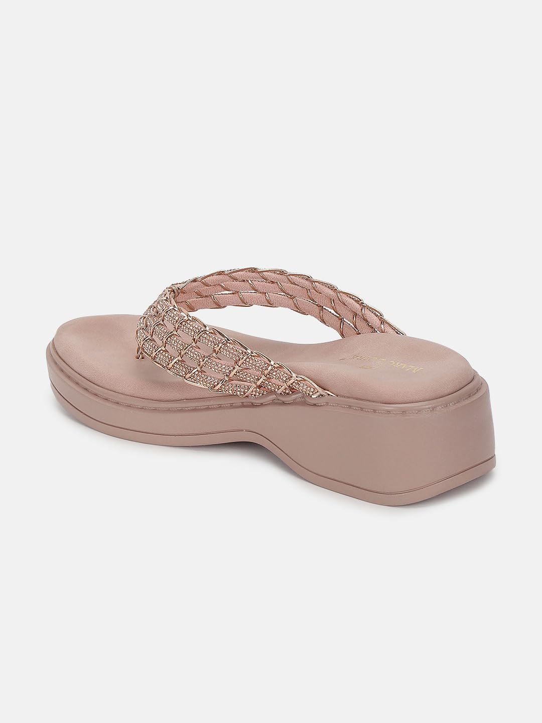 Marc Loire Women's Embellished Slip-On Platform Heel Fashion Sandal for All Occasion (Rose Gold, 8)