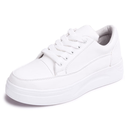 LENSBURY Women's Shoes for Walking Gym Training, Casual, Sports, Slip-On, Lightweight Lace up Athletics Slipon Running Sneaker for Ladies and Girls LBCNV7018WT-36 White