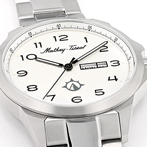 Mathey-Tissot Men’s Watch – Swiss Quartz Movement, Multi-Function Dial, Precision Timekeeping, Durable Construction, Everyday Style, Casual and Functional Timepiece for Men, DARK SILVER, 22MM, Mathey