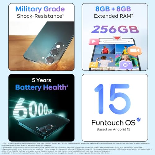 iQOO Z10 Lite 5G (Titanium Blue 2026, 4GB RAM, 128GB Storage) | Dimensity 6300 5G Processor | 50MP Sony AI Camera | 6000 mAh Battery | IP64 Rated & Military Grade Shock-Resistance*