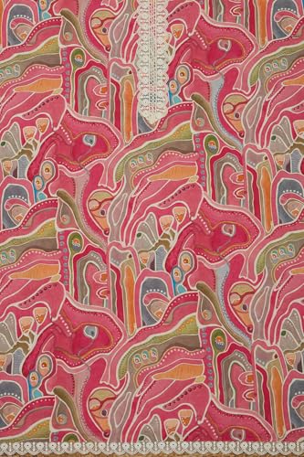 Soch Womens Pink Cotton Abstract Print Unstitch Dress Material With Lace