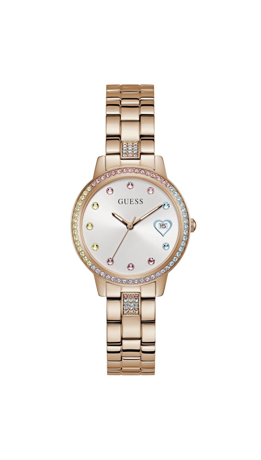 GUESS Stainless Steel Women White Analog Round Dial Watch- Gw0657L3, Pink Band