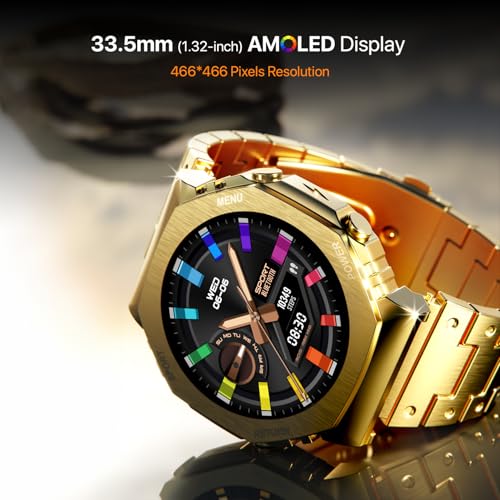 Boltt Obsidian 33.5mm (1.32 inch) AMOLED Display, Stainless Steel Design, 466 * 466 px Resolution, Bluetooth Calling, Multiple Sports Modes, Health Mode, IP67, Weather Updates
