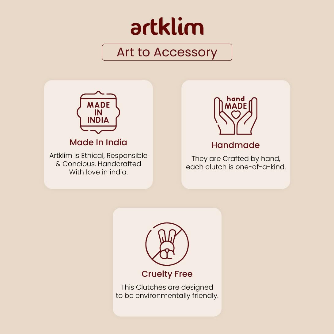 Artklim Design Art Printed And Multi Colour Clutch Bag For Women With Detachable Strap