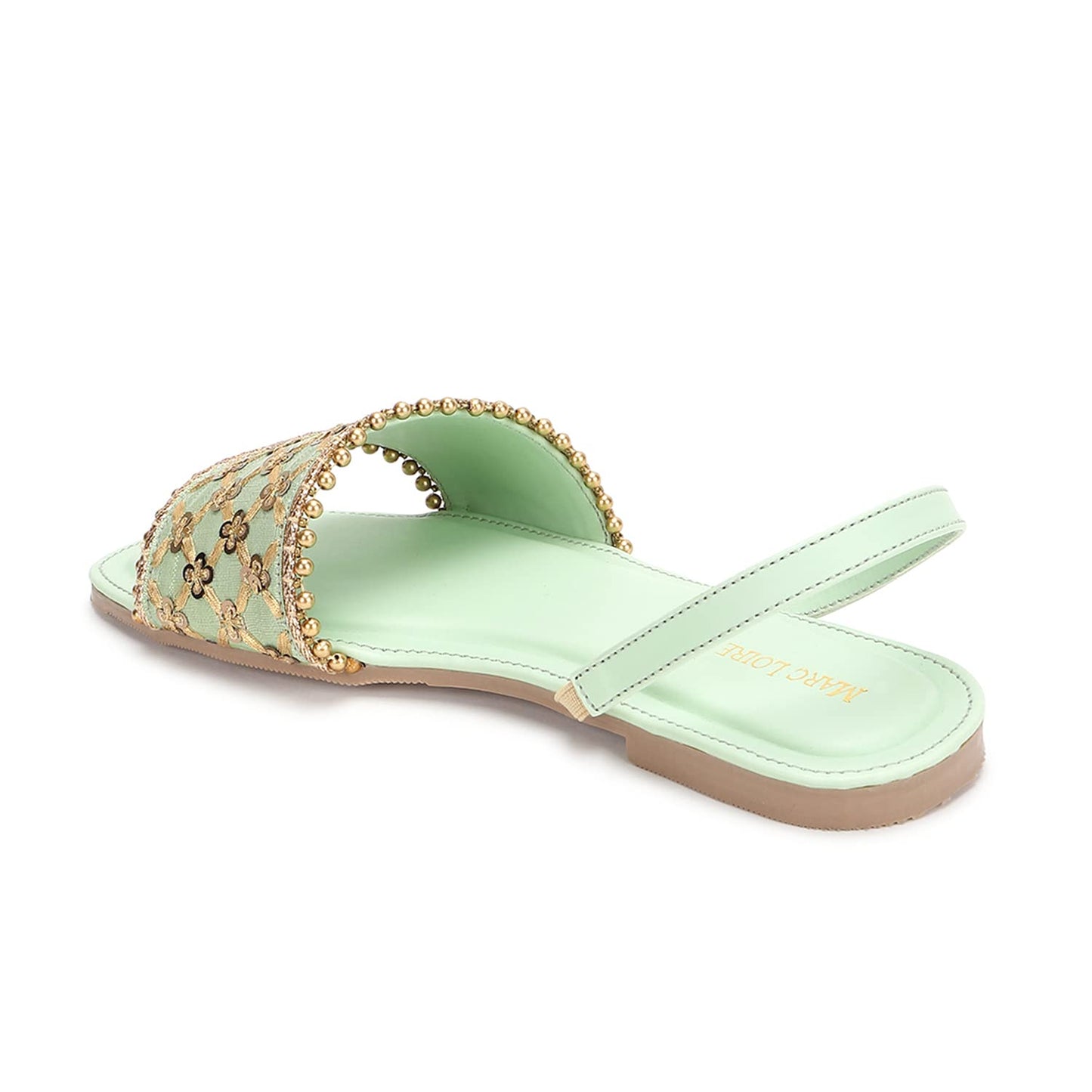 Marc Loire Women Soft Comfortable Green Embellished Flats,Size_8