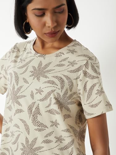 Max Women Printed T-Shirt (Beige_XXL)