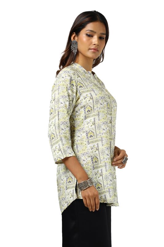 Soch Womens Yellow Rayon Ethnic Motifs Tunic