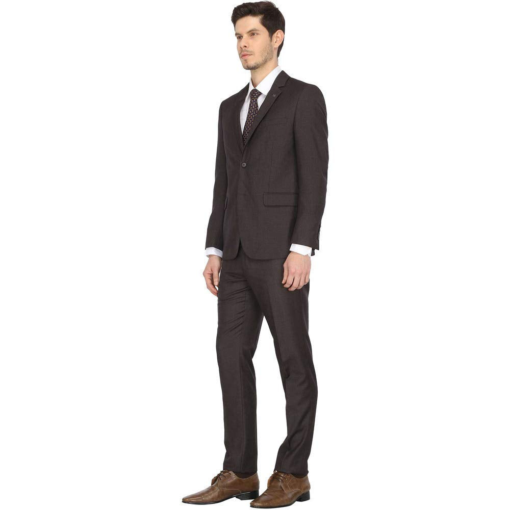 Van Heusen Men's Notch Lapel Slim fit Suit Jacket (VHSU1M76916_Brown_38)