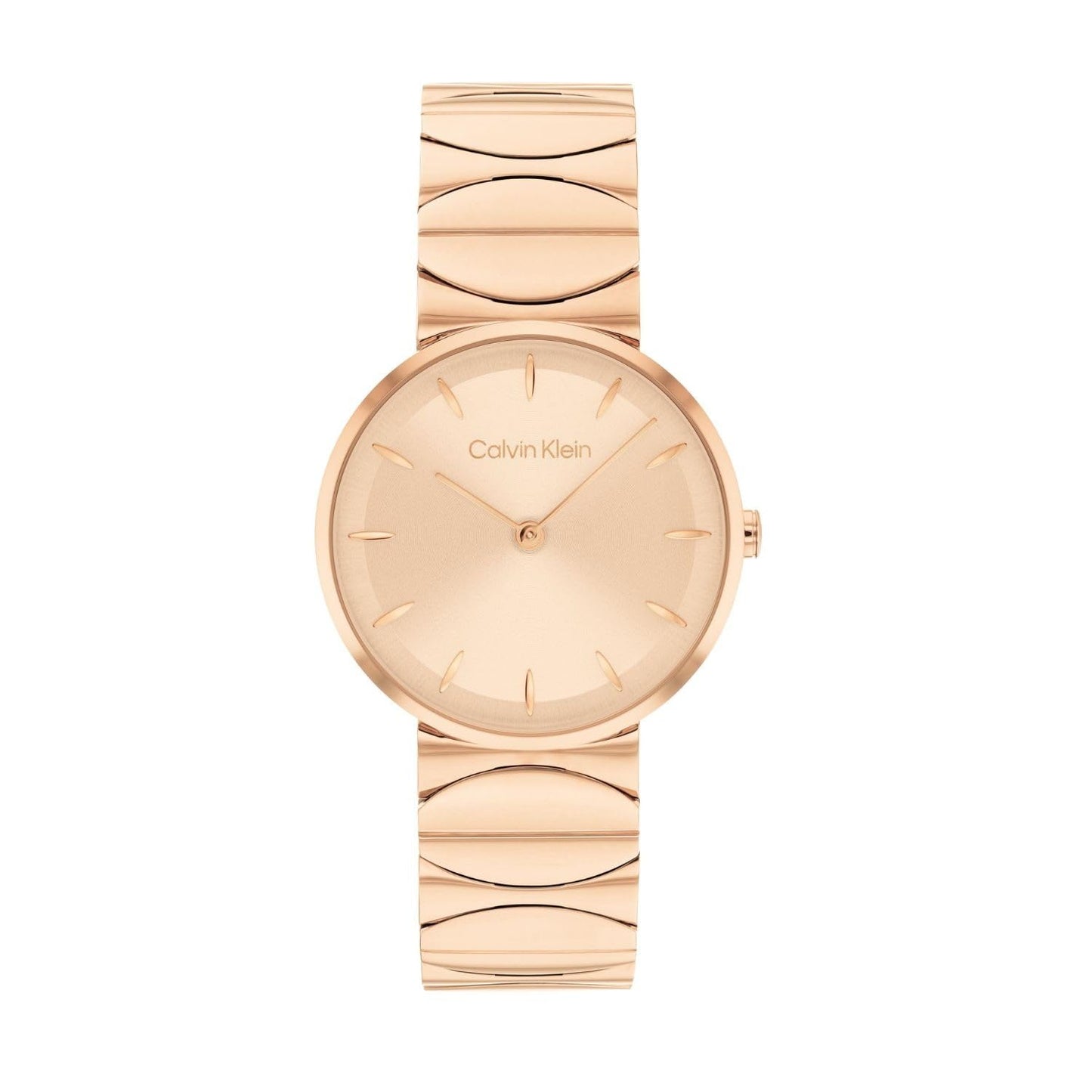 Calvin Klein Ck Enchant Qtz Basic Slim Carnation Gold Round Dial Women's Watch|Ionic Plated Rose Gold Steel Material|Rose Gold Color Band - 25700001