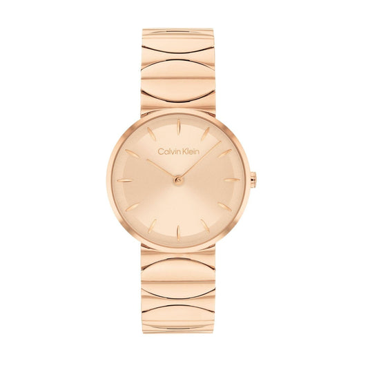 Calvin Klein Ck Enchant Qtz Basic Slim Carnation Gold Round Dial Women's Watch|Ionic Plated Rose Gold Steel Material|Rose Gold Color Band - 25700001