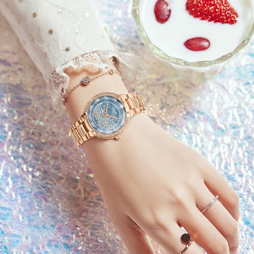 NIBOSI Watches for Woman Analog Quartz Rose Gold Stainless Steel Band Fashion Luxury Ladies Wrist Watch Diamond Stylish Elegant Watches Waterproof