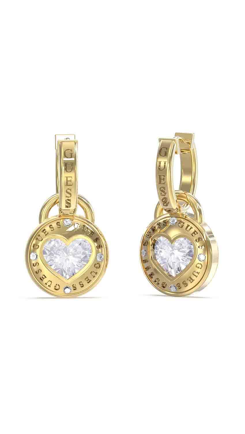 GUESS Rolling Hearts Gold-Plated Stainless Steel Earrings For Women | Hypoallergenic | Lightweight & Durable | Perfect For Gifting