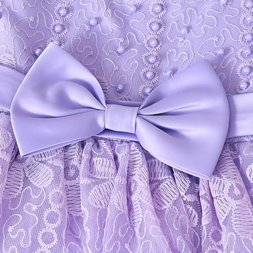 Hopscotch Girls Blue Short Sleeves Lace Overlay Bow Party Dress for Age (2-3 Years)