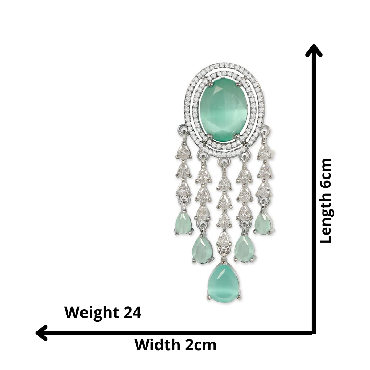 AccessHer Chandelier Earrings for Women | American Diamond Drop Earrings with Turquoise Blue Semi-Precious Stones | Elegant Traditional Jewelry for Special Occasions