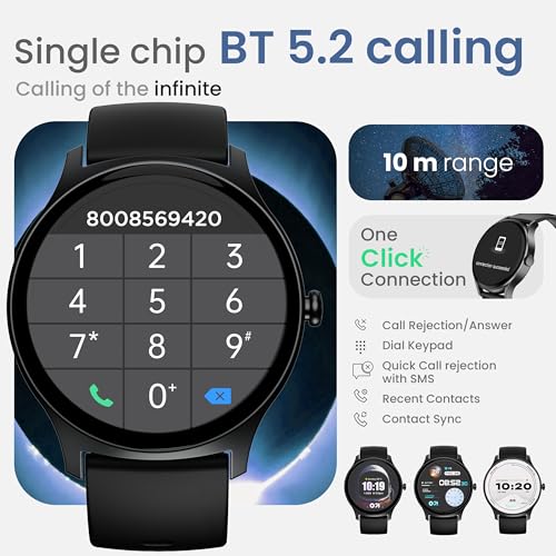 GOBOULT Newly Launched Rover Pro 1.43'' AMOLED, Free Straps, Bluetooth Calling, IP68, Zinc Alloy Frame, 1000 Nits Brightness, AI Voice Assistant, SpO2, 120+ Sports Mode Smartwatch (Pure Black)