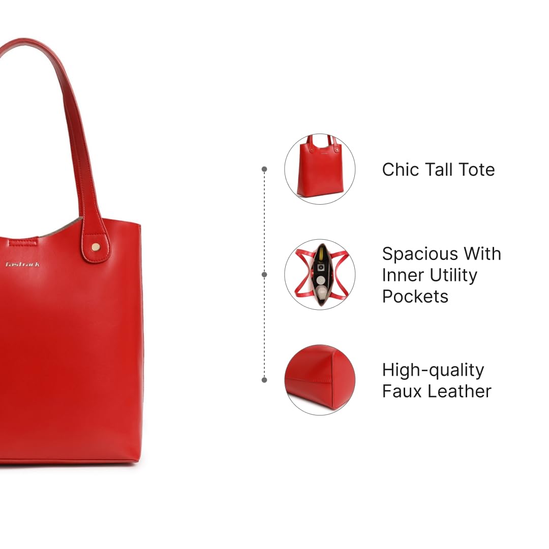 Fastrack College Tote Bag for Women, Girls and Ladies | Office Bag for Woman | Tote Bag with Button Closure