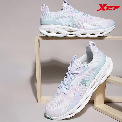 XTEP Off White & Green Reactive Coil Running Shoes for Women Euro 39 - SaumyasStore