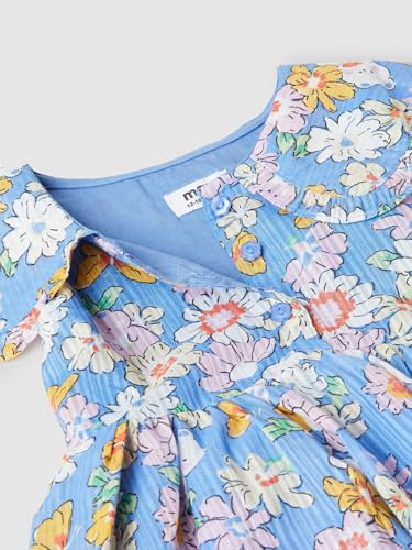 Max Girl's Cotton A-Line Midi Dress (P24ACD01A_Blue