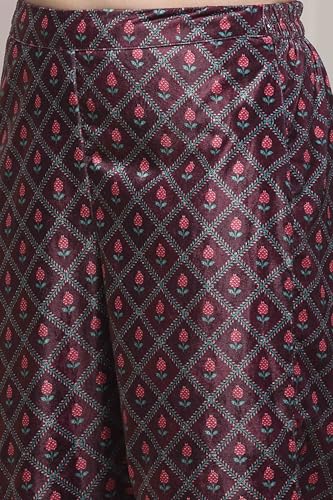 Biba Women Plum Polyester Straight Printed Suit Set_36