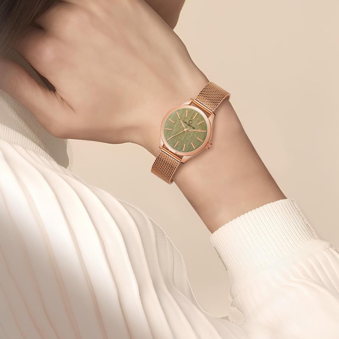 Carlington Stainless Steel Analog Dial Women Watch, Rose Gold Band