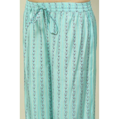 Rangriti Women Polyester Blend Printed Suit Set (RSKASRTD18002SS23LBLU_Blue