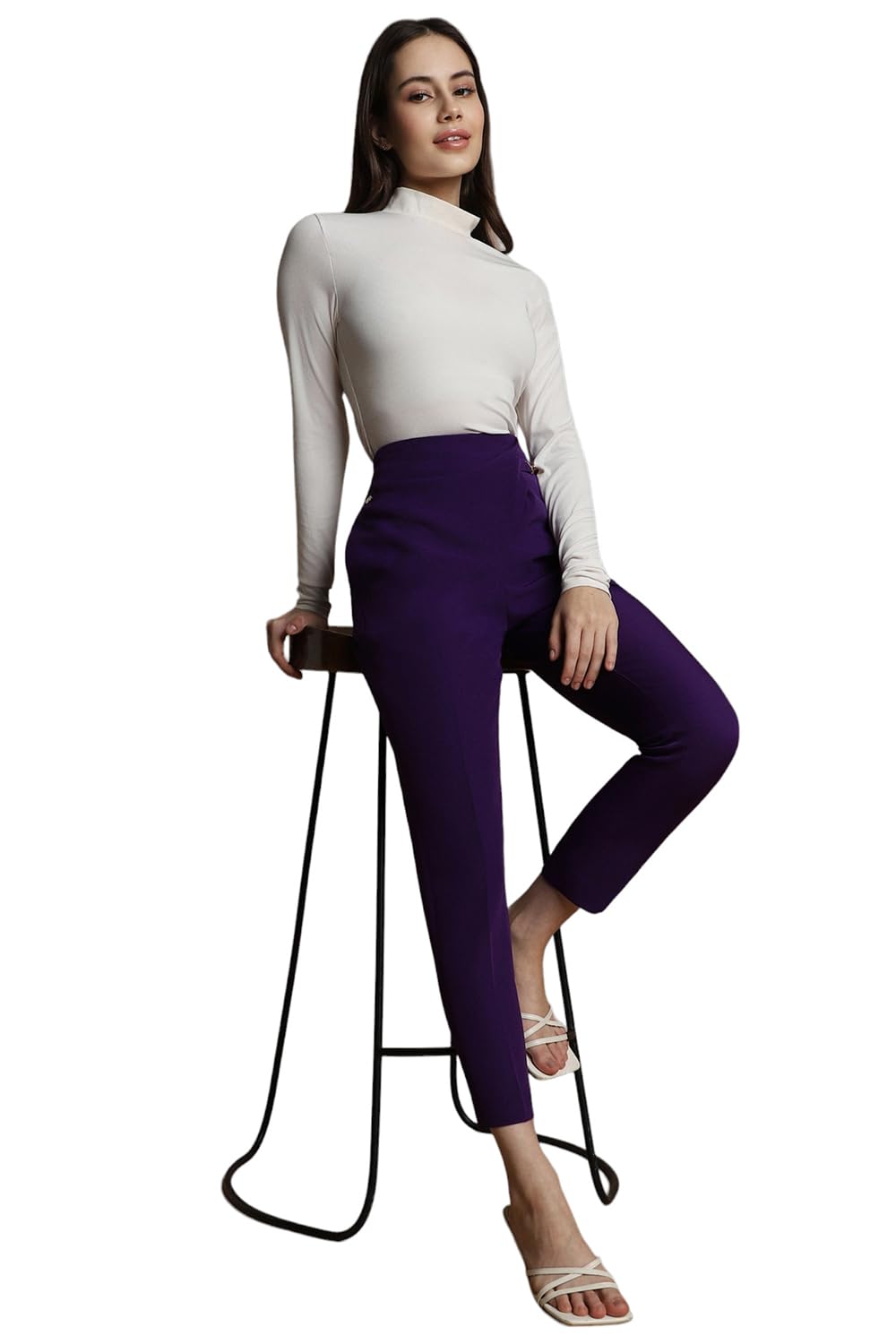Allen Solly Women's Slim Casual Pants (AHTPWSLFI51164_Purple