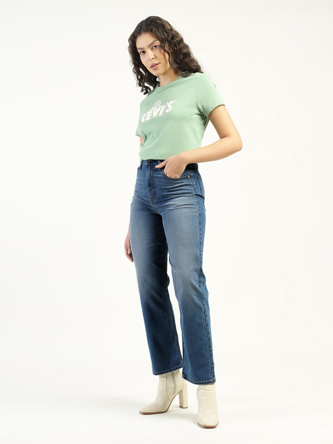 Women's High Rise Ribcage Slim Straight Fit Light Blue Jeans