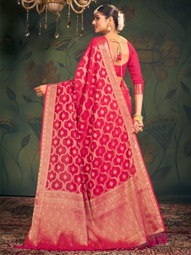 AKHILAM Women's Georgette Ethnic Motif Printed Saree With Unstitched Blouse Piece(Pink_ARYA2302_FL)