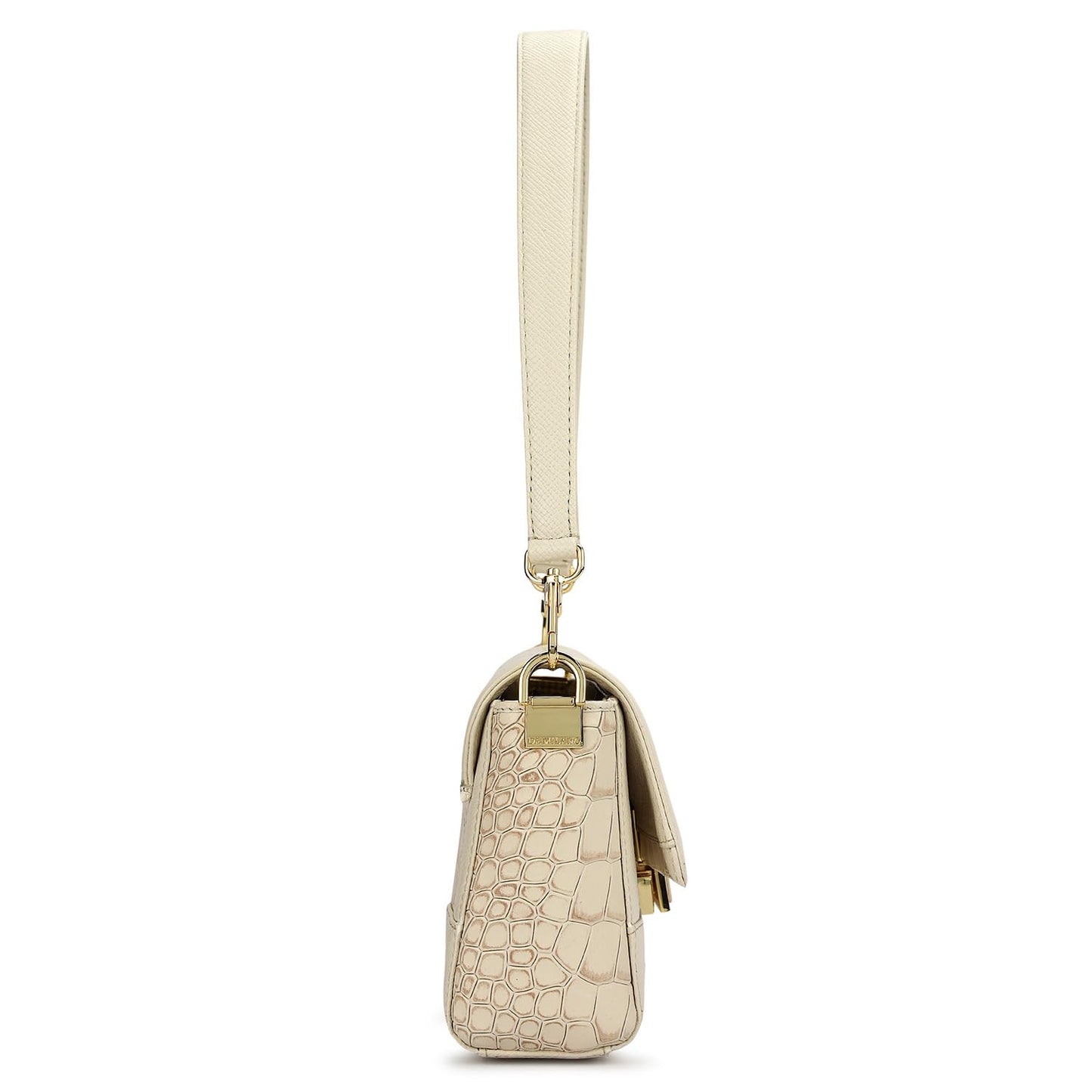 Da Milano Leather Shoulder Bag for Women - White (01939OL)